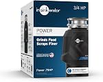 InSinkErator Power .75HP, 3/4 HP Garbage Disposal, Power Series EZ Connect Continuous Feed Food Waste Disposer, Black