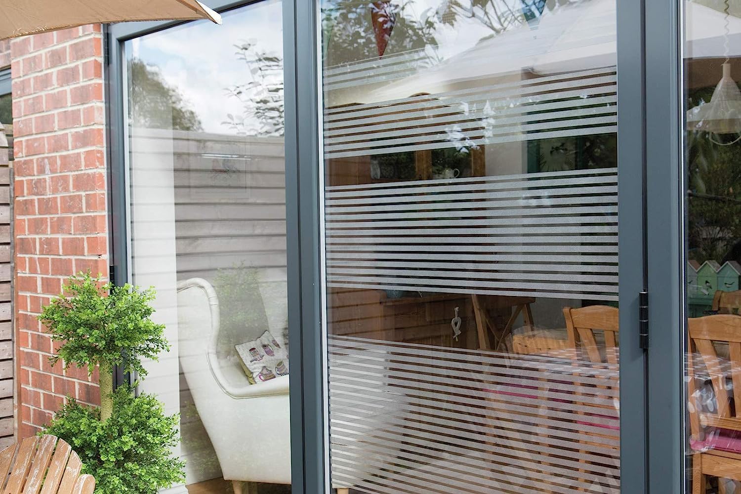 d-c-fix Window Film Static Cling Strips - Opaque Adhesive and Decorative Privacy Screen Cover for Glass, Glass, Shower, 15 cm x 2 m