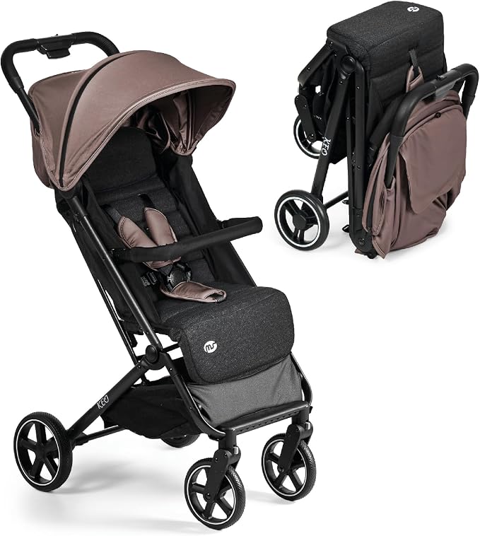 MS BabyWorld – Keo – Silla de paseo ligera hasta 22 kg | Capota extensible | Plegado tipo libro | Ultraligera y compacta | Ruedas grandes (Beige)
