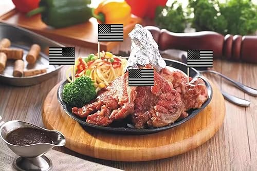 Miniatura 5 de stidsds 100 banderas negras de Estados Unidos con palillos de dientes, mini adornos negros para cupcakes de Estados Unidos, banderas, banderines