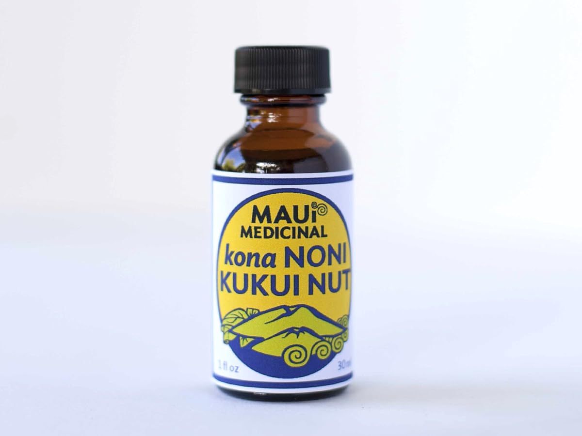 Maui Medicinal Herbs Noni Leaf with Kukui Nut Oil 1oz - Healing Powerful Oil for Glowing and Youthful Skin