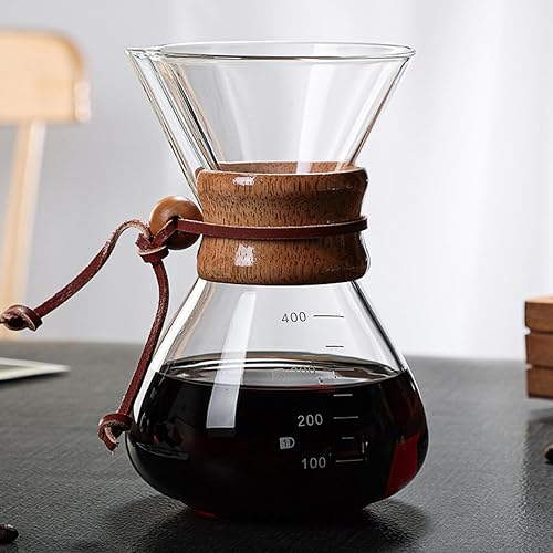 Miniatura 7 de Cafetera para cafetera, 13.5 fl oz, doble filtro, de madera, para café, adecuado para fiestas de café en casa