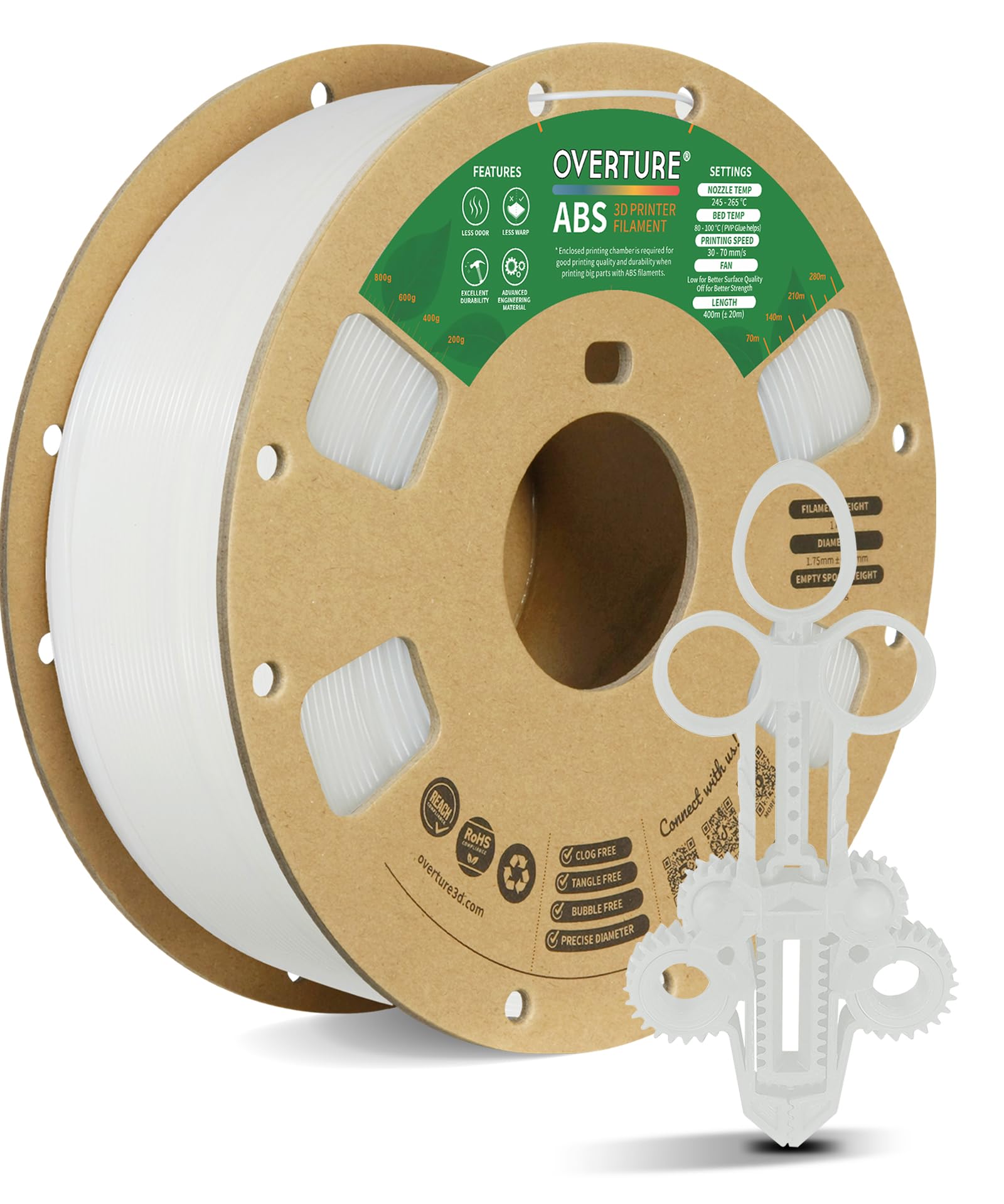 OVERTURE ABS フィラメント 1.75mm 1kg FDM 3Dプリンター用(ナチュラル)