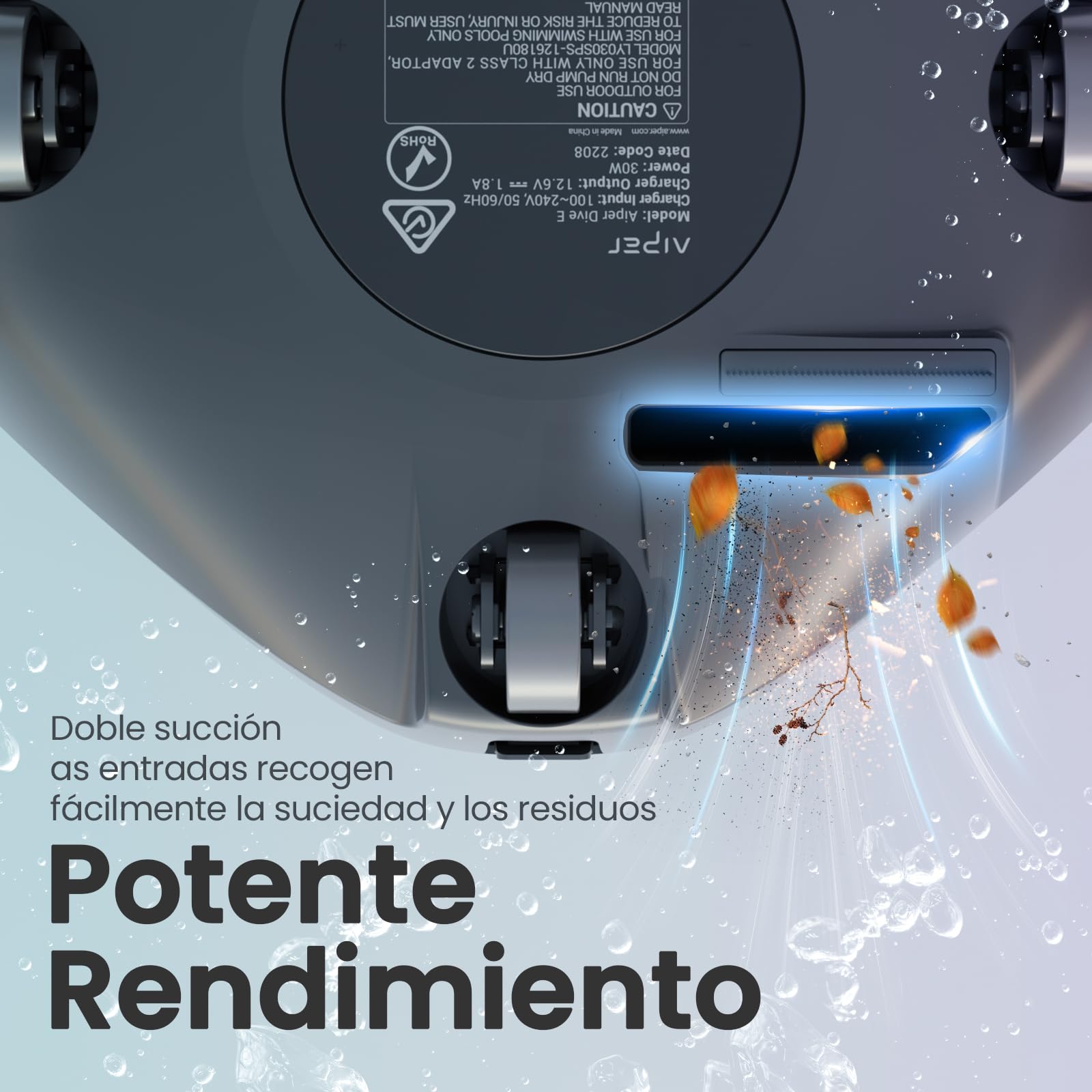 AIPER Seagull 800B Robot Piscina Sin Cable, Limpiafondos Piscina Automático con Succión Potente, 90 min Autonomía, Auto-Parking Inteligente, Indicador LED, hasta 80 m²