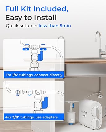 Waterdrop PMT Small Water Pressure Tank, RO Pressure Tank for All Tankless Reverse Osmosis System, Mini Reverse Osmosis Storage Tank Fits All 1/4 3/8 Water Tubing, Small Water Tank for G2, D6, PD600
