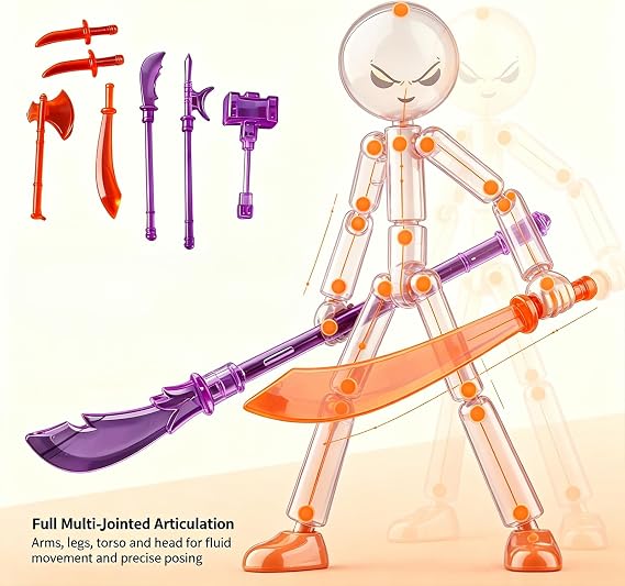 Collectable Action Figures Set, Multi-Jointed Movable Robot with 7 Weapons, Full Body Poseable Mechanical Doll, Stop Motion Ready, Mini Figure for Kids & Hobbyists (6Pcs)