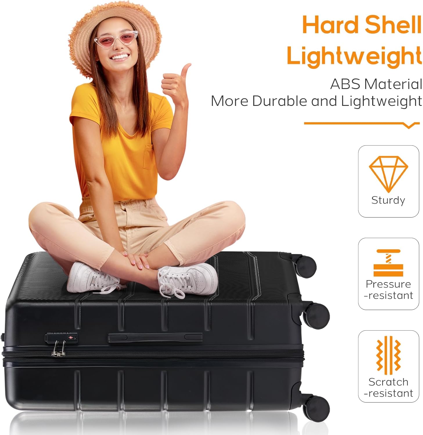 3 Pieces Luggage Set 20/24/28-inch, Hard Shell Rolling Suitcases for Travel Expandable Lightweight with Spinner Wheels TSA Lock