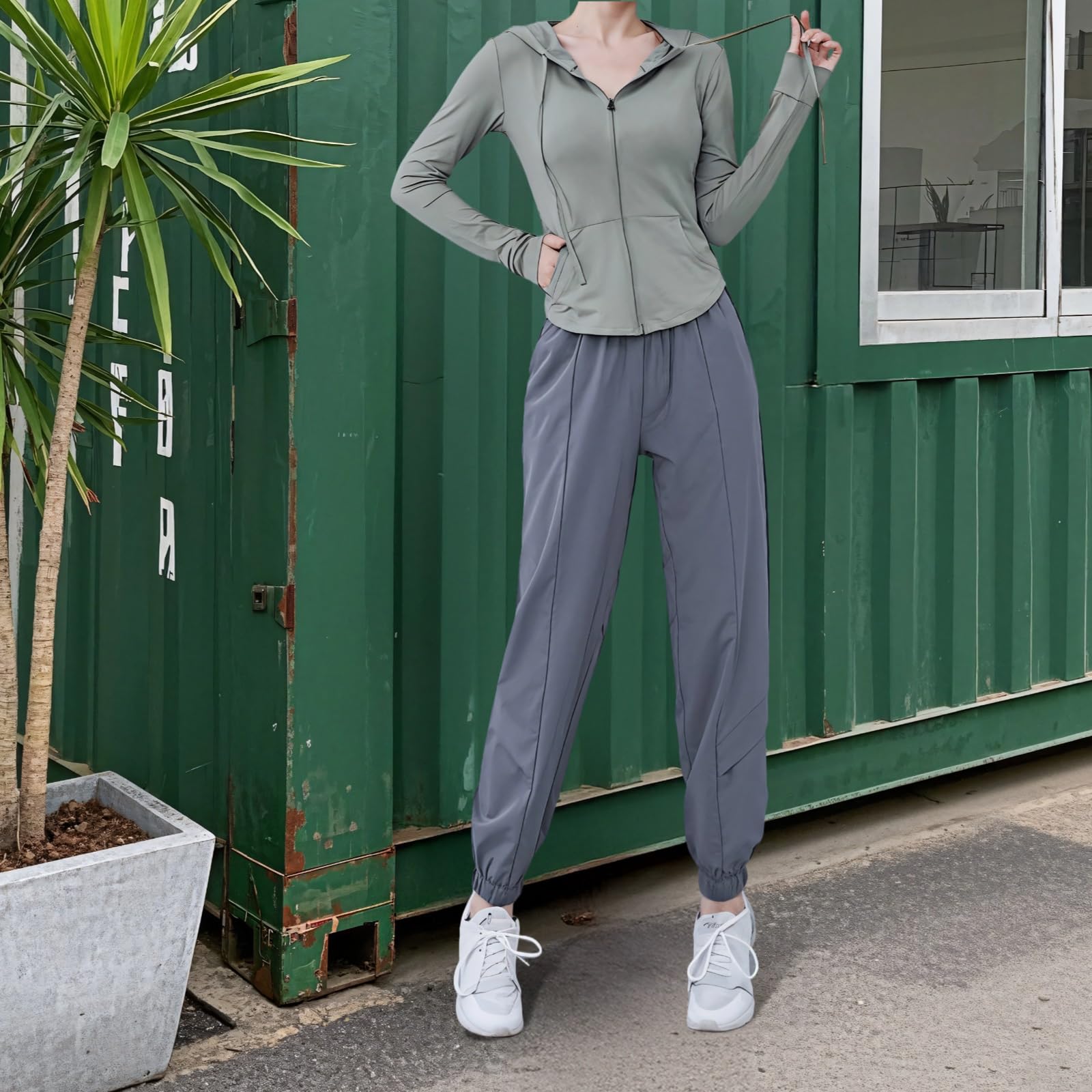 Tenue de yoga et d'entraînement 2 pièces pour femme - Ensemble nylon et élasthanne vert avec capuche, idéal pour pilates et vêtements décontractés, Vert, taille unique