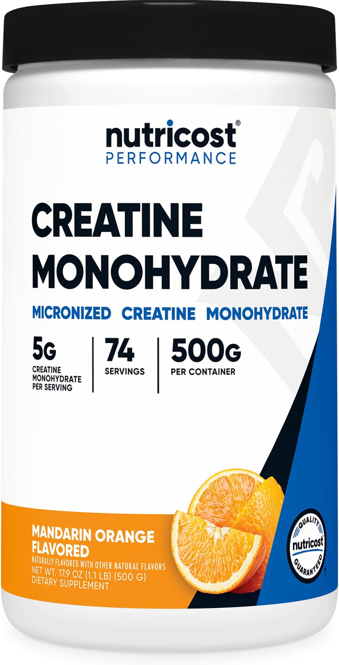 Creatine Monohydrate Powder (Mandarin Orange, 500 Gram) - Micronized Creatine Supplement - Vegan, Non-GMO, Gluten Free