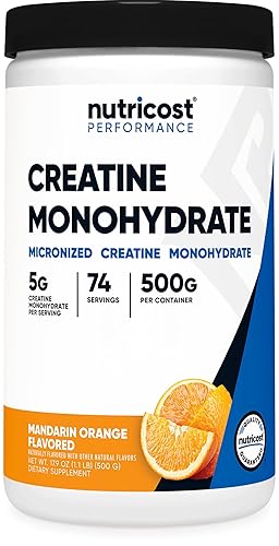 Nutricost Creatine Monohydrate Powder (Mandarin Orange, 500 Gram) - Micronized