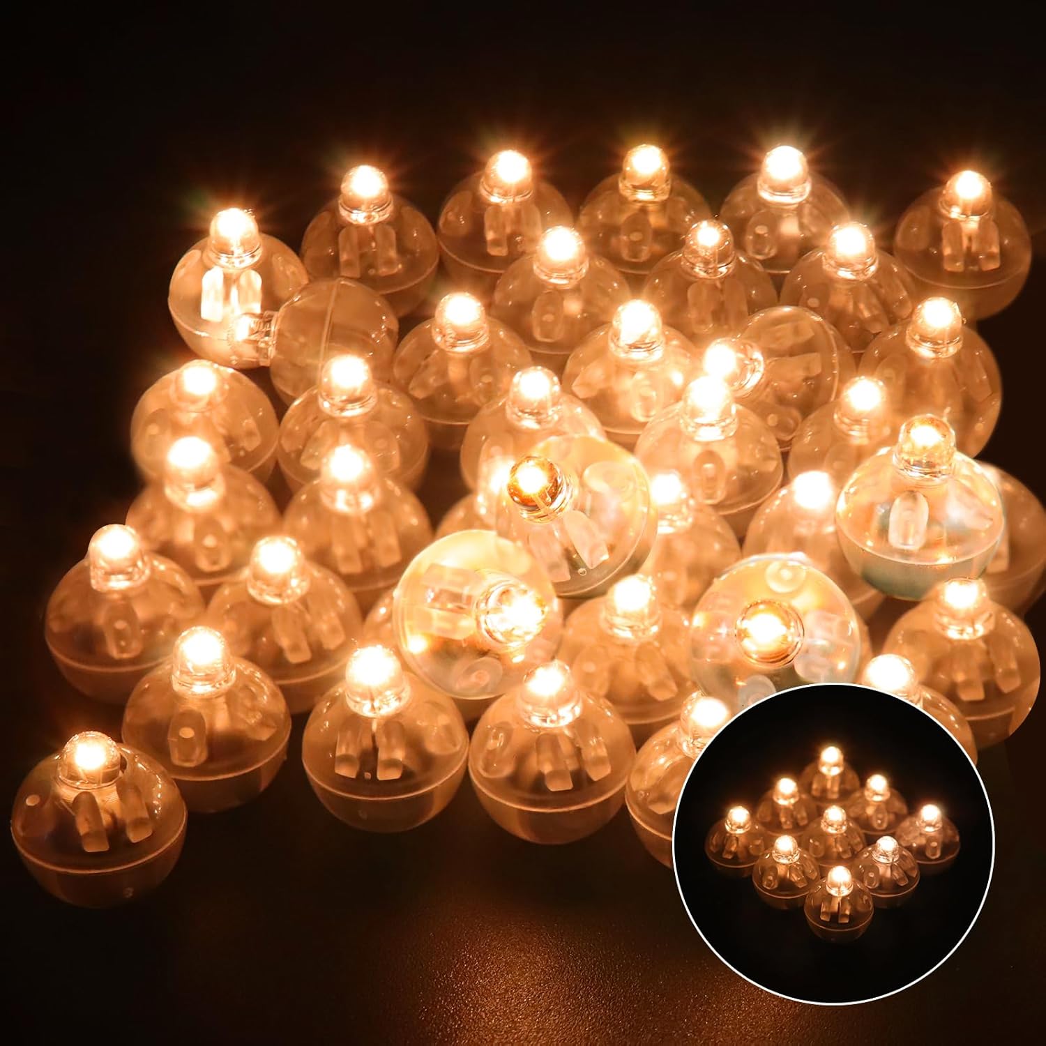 100 PCS (Yellow) Balloon Lights with Long Standby Time, Mini Ball Lights, Round LED Lamp for Paper Lantern Balloon Party Wedding Birthday Celebration Festival Halloween Christmas Decoration