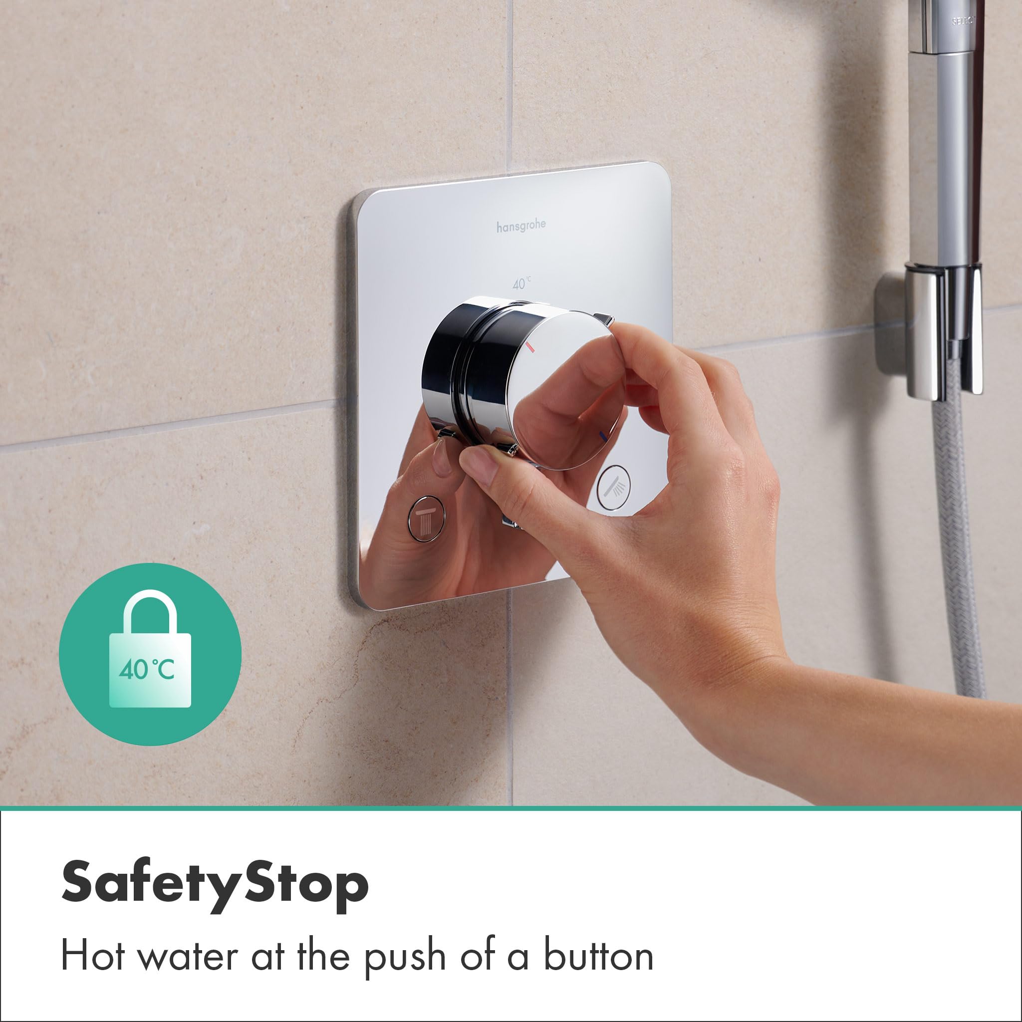 hansgrohe Ecostat Comfort Q - bateria termostatyczna podtynkowa, armatura łazienkowa z zabezpieczeniem przy 40 °C, termostat, kran do 2 odbiorników, chrom, 33713000