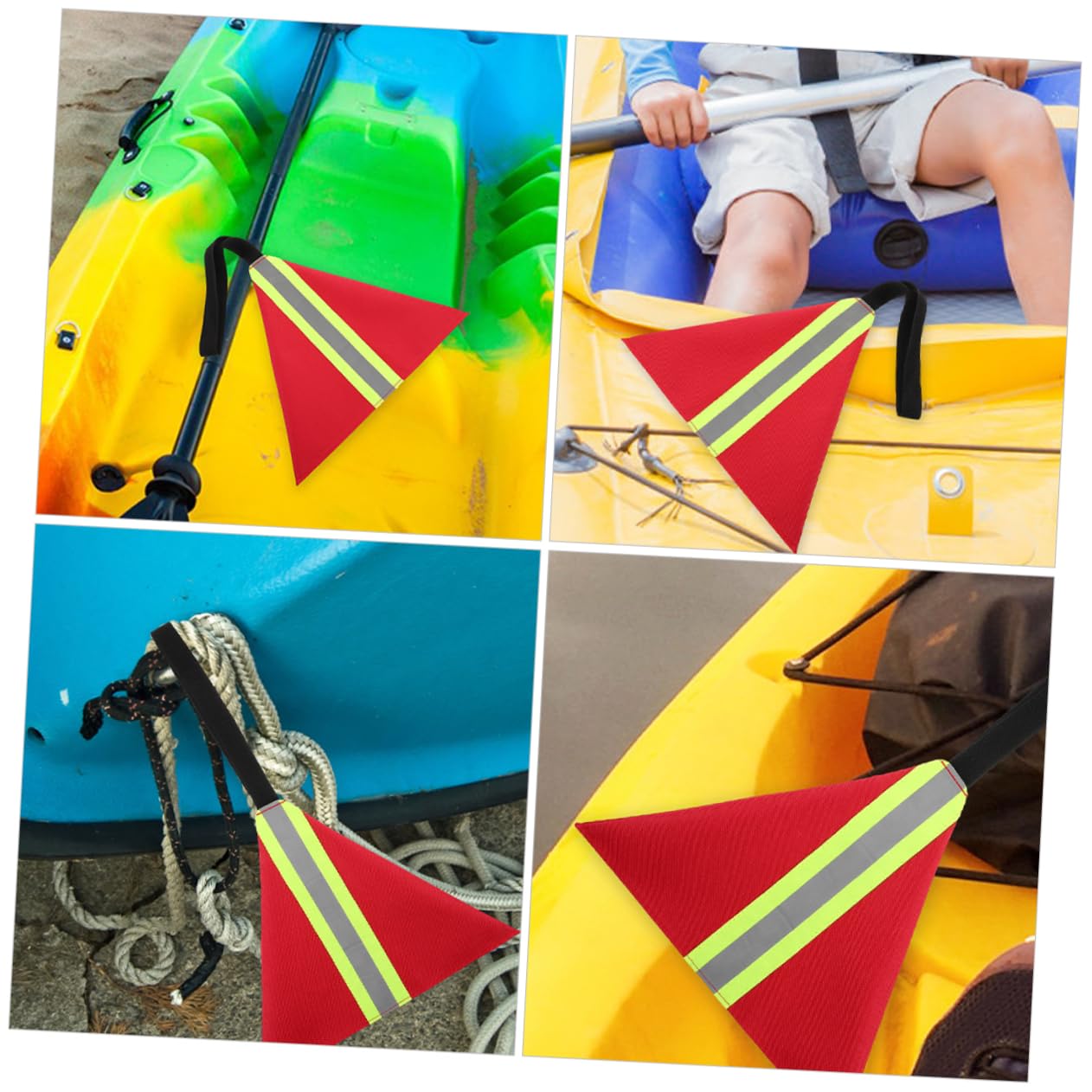 Mikikit Drapeau de Sécurité pour Kayak, Rouge, Bande Réfléchissante, Tissu Oxford, 3 Pièces, Léger et Portable pour Océans et Lacs | Toile Oxford, Bande Réfléchissante et Sangle, pour Sports Nautiques, Transport en Mer, Usage Léger