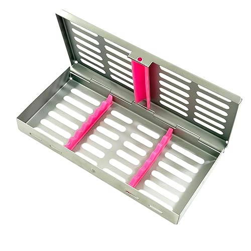 Miniatura 5 de Nueva bandeja de caja de casete de esterilización de autoclave dental alemana alemana para 7 instrumentos, color rosa