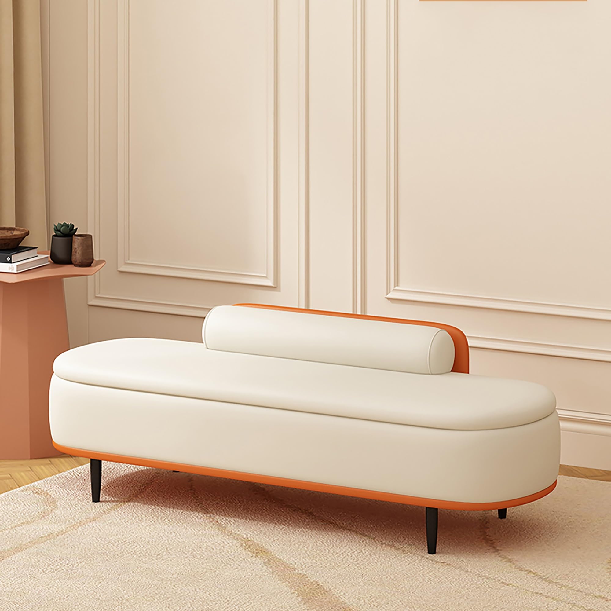Banc à chaussures capitonné Versat avec grand coffre ottoman de rangement pour salon