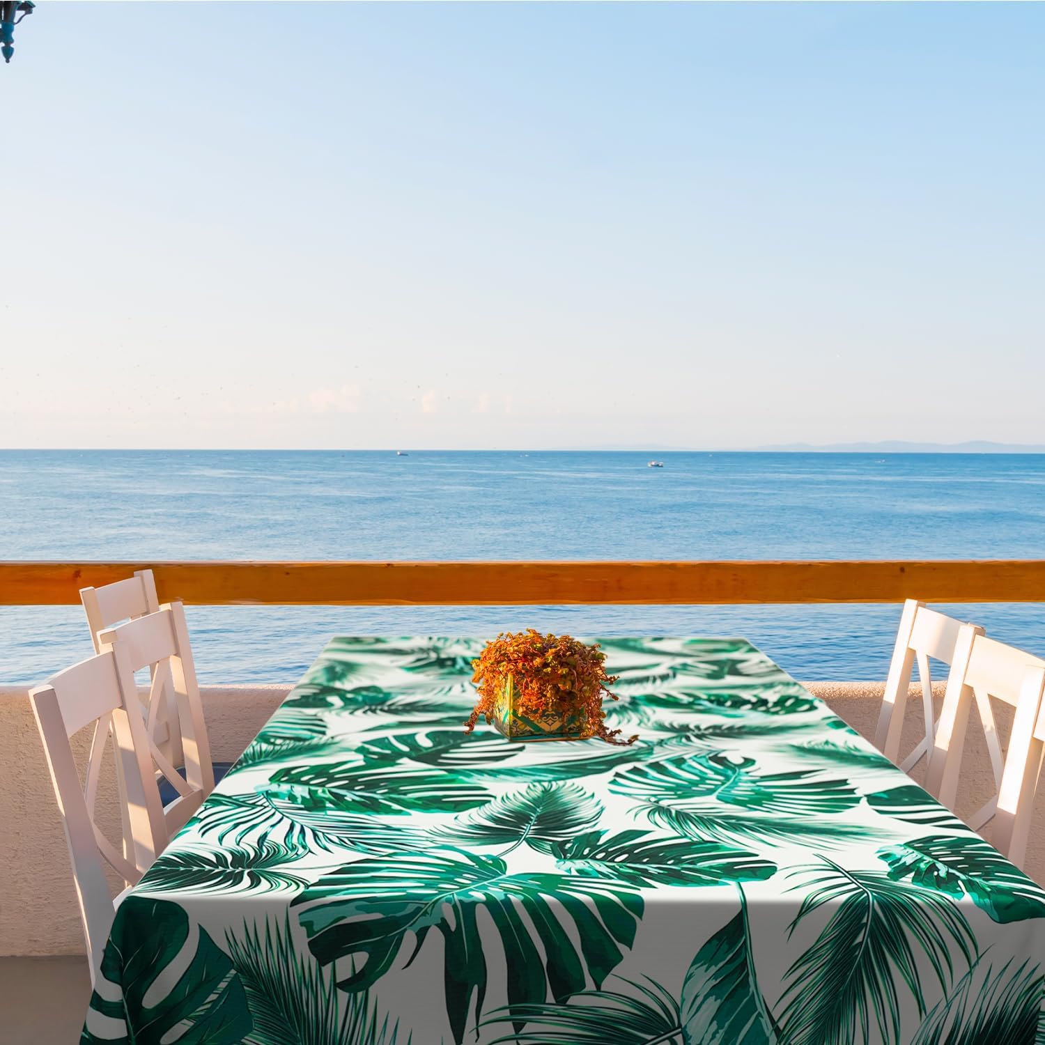 Outdoor Tablecloth with Umbrella Hole Umbrella Tablecloth Patio Tablecloths with Zipper for Courtyards, Terraces, and Beaches 60 x 84 in