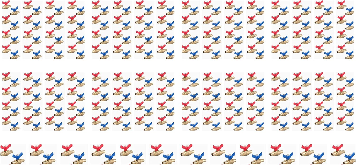 LD- 1/2" PEX Brass Ball Valve,1/2-in PEX LF Brass Shut off Ball Valve with Red & Blue Long Lever, Pex Barb Water Valve with cUPC Certified for Cold and Hot water-LD Brand (10-Pack)