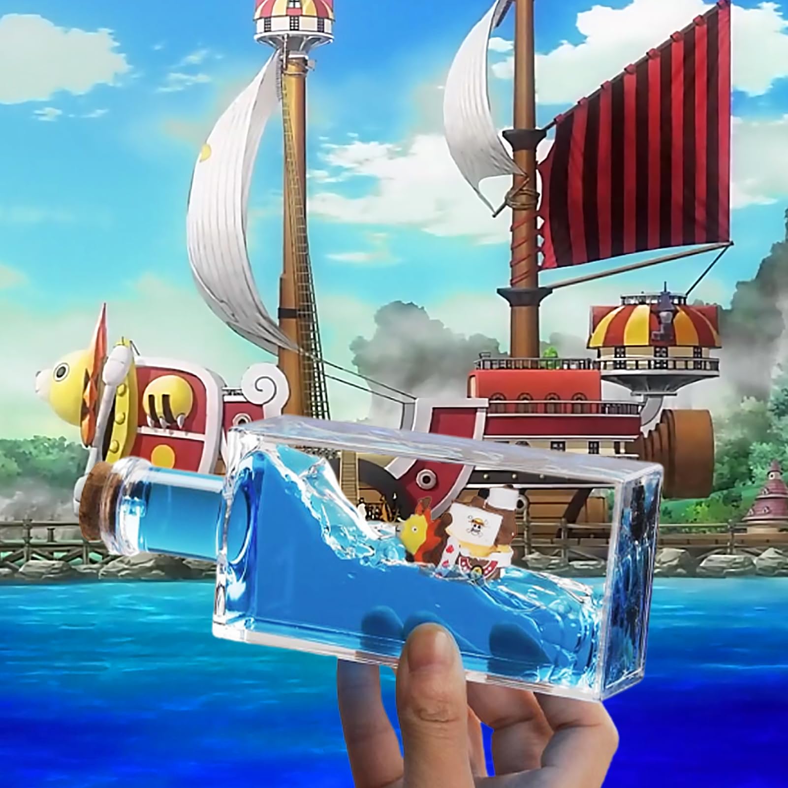 Tuzsocr Fluid Drift Model Ship, Thousand Sunny, Unsinkable Pirate Ship, Acrylic Boat Fluid Model, Fluid Drift Bottle - Image 4