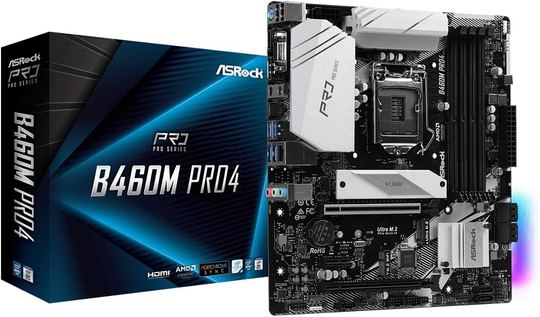 ASRockB460M PRO4 Supports 10th Gen Intel® Core™ Processors (Socket 1200) motherboard