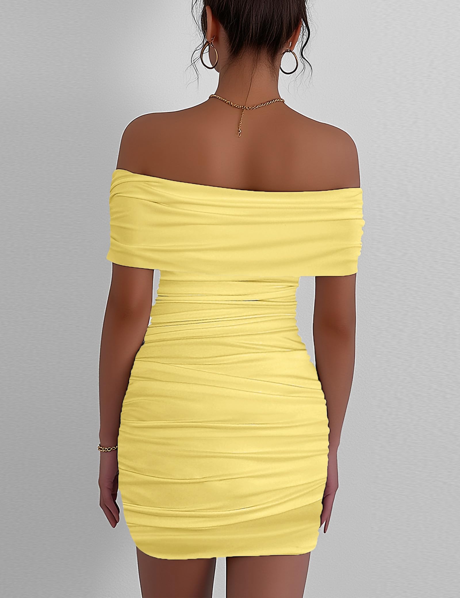 Vestido ajustado sin mangas con hombros descubiertos para mujer, fruncido, color liso, sexy, para graduación, cóctel, fiesta