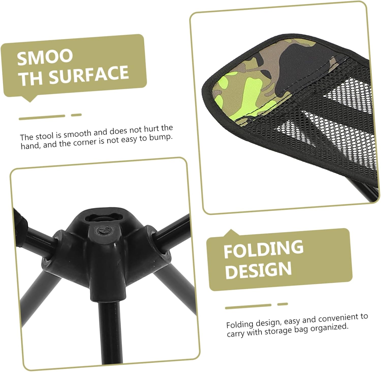 SUPVOX Portable Folding Moon Chair Lightweight Camping Stool for Outdoor Fishing Picnic Relaxation Compact Collapsible Chair Carry Bag