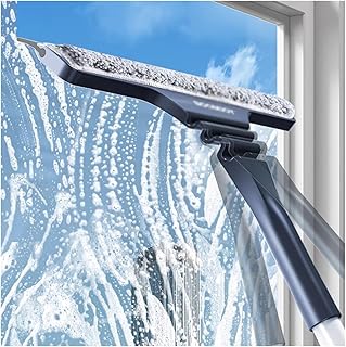 Lightweight Window Cleaning Pole, Indoor/Outdoor Car Glass Portable Squeegee Cleaner with Cleaning Solution, Multifunctional Window Washing Kit Dusting Equipment