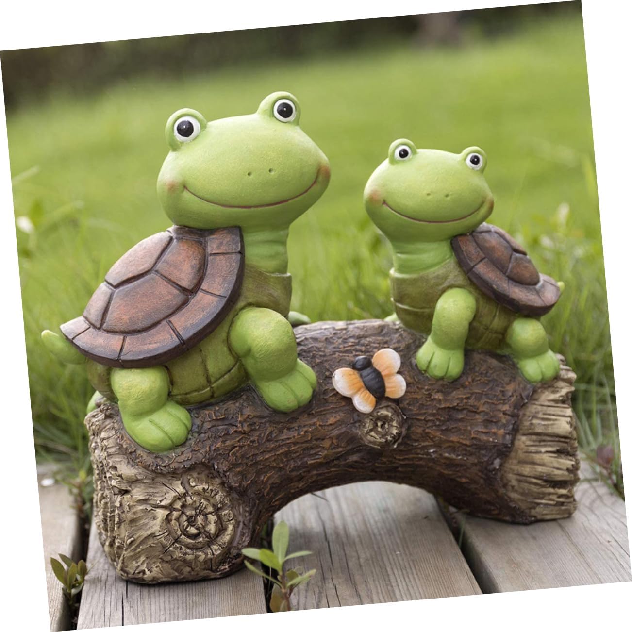 POPETPOP Turtle Solar Lamp Charming Resin Outdoor Decor with Led Lights for Garden Patio Unique Turtle Shape Landscape Lighting for Courtyards and Gardens