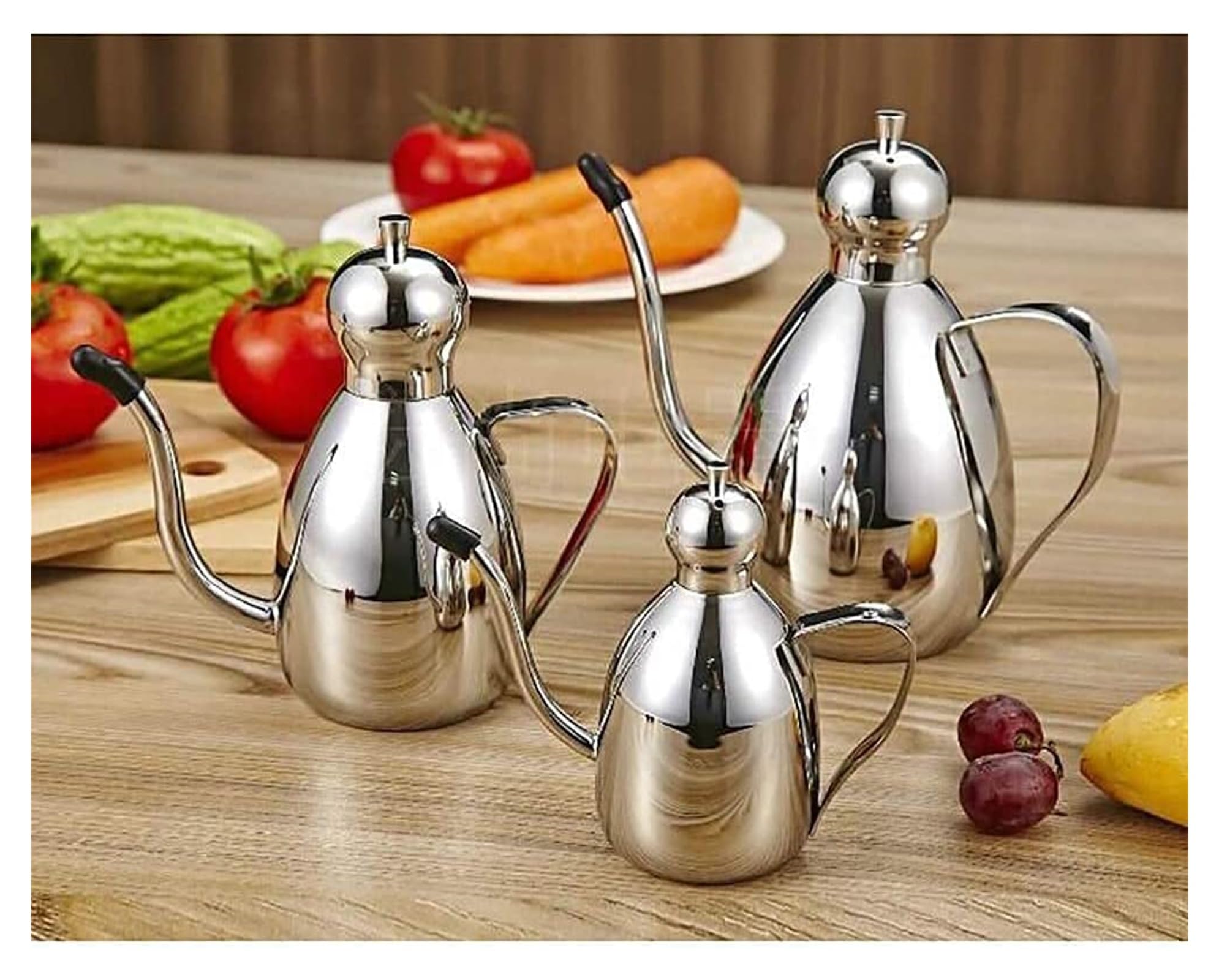 Set Olio e aceto Dispenser for Olio e aceto, Dispenser for lattine in Acciaio Inossidabile, ampolla for aceto di Salsa di soia Senza gocciolamento for Barbecue in Cucina (500 ml) Oliera(500ML)