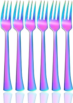 Dinner Fork sets,Rainbow Forks set 6-piece Stainless Steel colorful
