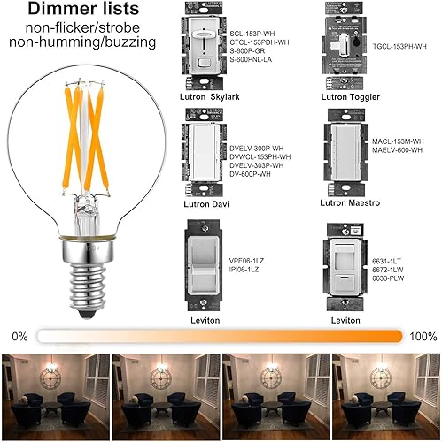 Miniatura 2 de LiteHistory Paquete de bombillas LED G16.5 E12 4W 40 W 400 lm bombilla Edison y bombilla LED A15 E26 de 6 W 60 W 600 lm AC120 V blanco cálido 2700