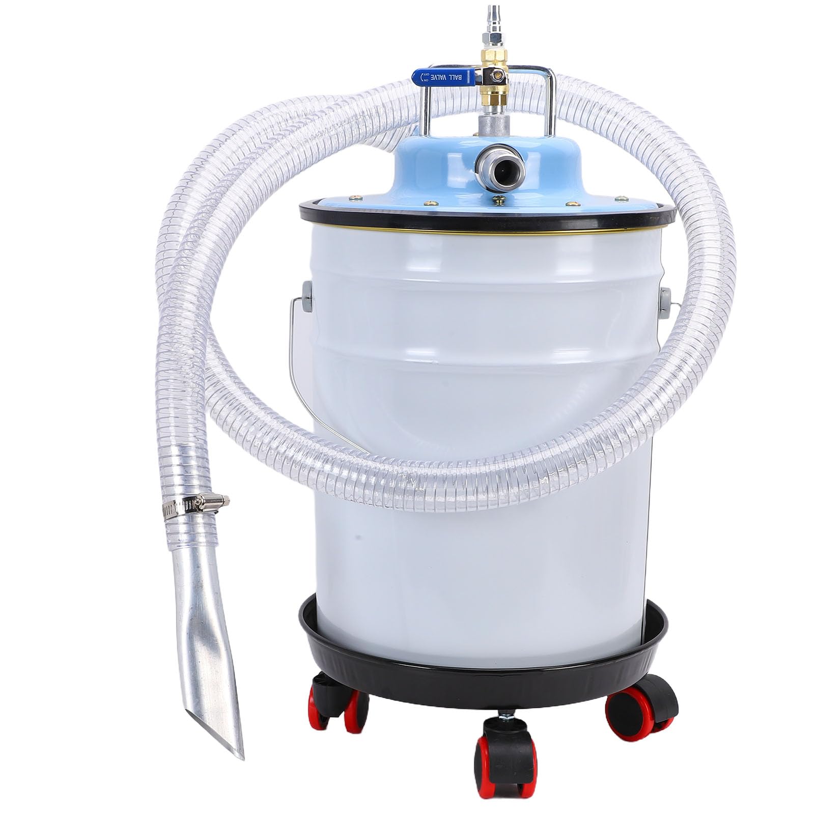 Topiky Aspiradora Neumática, Aspiradora Industrial en Seco y Húmedo de 20 litros, Acero Inoxidable con Ruedas, Chip Accionado por Aire Comprimido y Absorbente de Aceite para Ambientes Inflamables