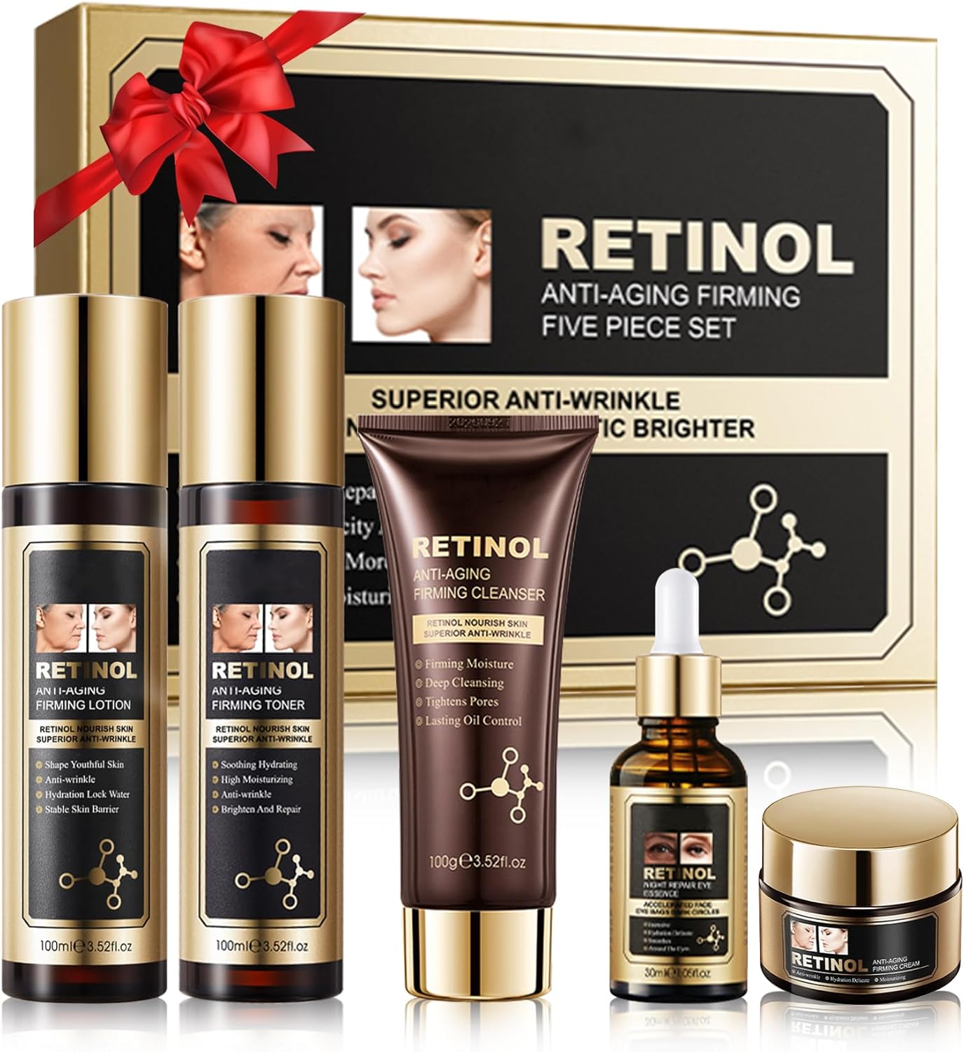 Skin Care Set, 5 in 1 Hydrating & Moisturizing Skincare Gift Set, Facial Skincare Product Kit with Cleanser, Toner, Eye Serum, Face Serum, Face Cream, Mother’s Day Gift Kit for Mature Older Women Mom Skin Care Set, 5 in 1 Hydrating & Moisturizing Skincare Gift Set, Facial Skincare Product Kit with Cleanser, Toner, Eye Serum, Face Serum, Face Cream, Mother’s Day Gift Kit for Mature Older Women Mom