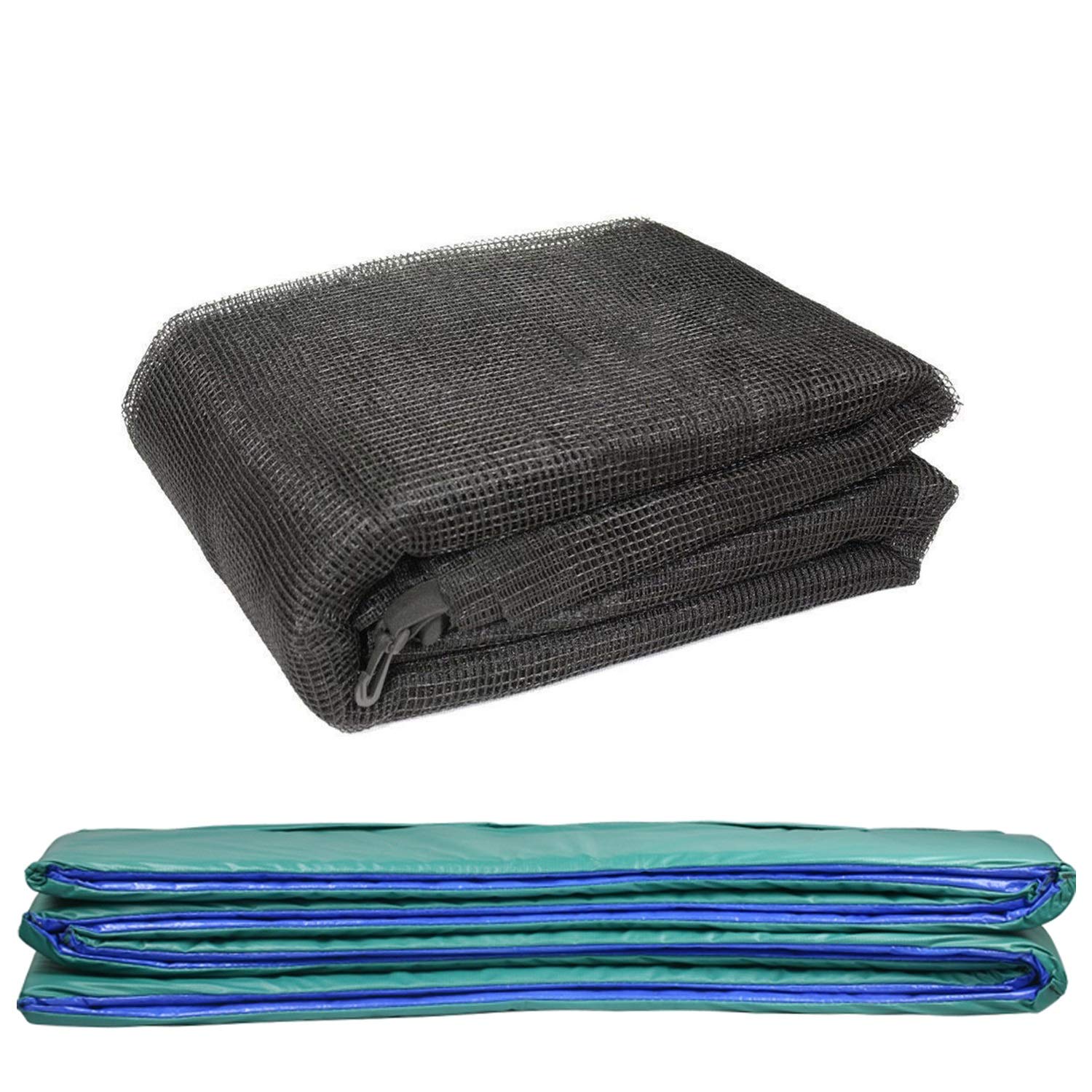 Green Bay Trampoline Replacement Spring Cover Padding Pad & Safety Net Enclosure Surround Bundle 14FT Green