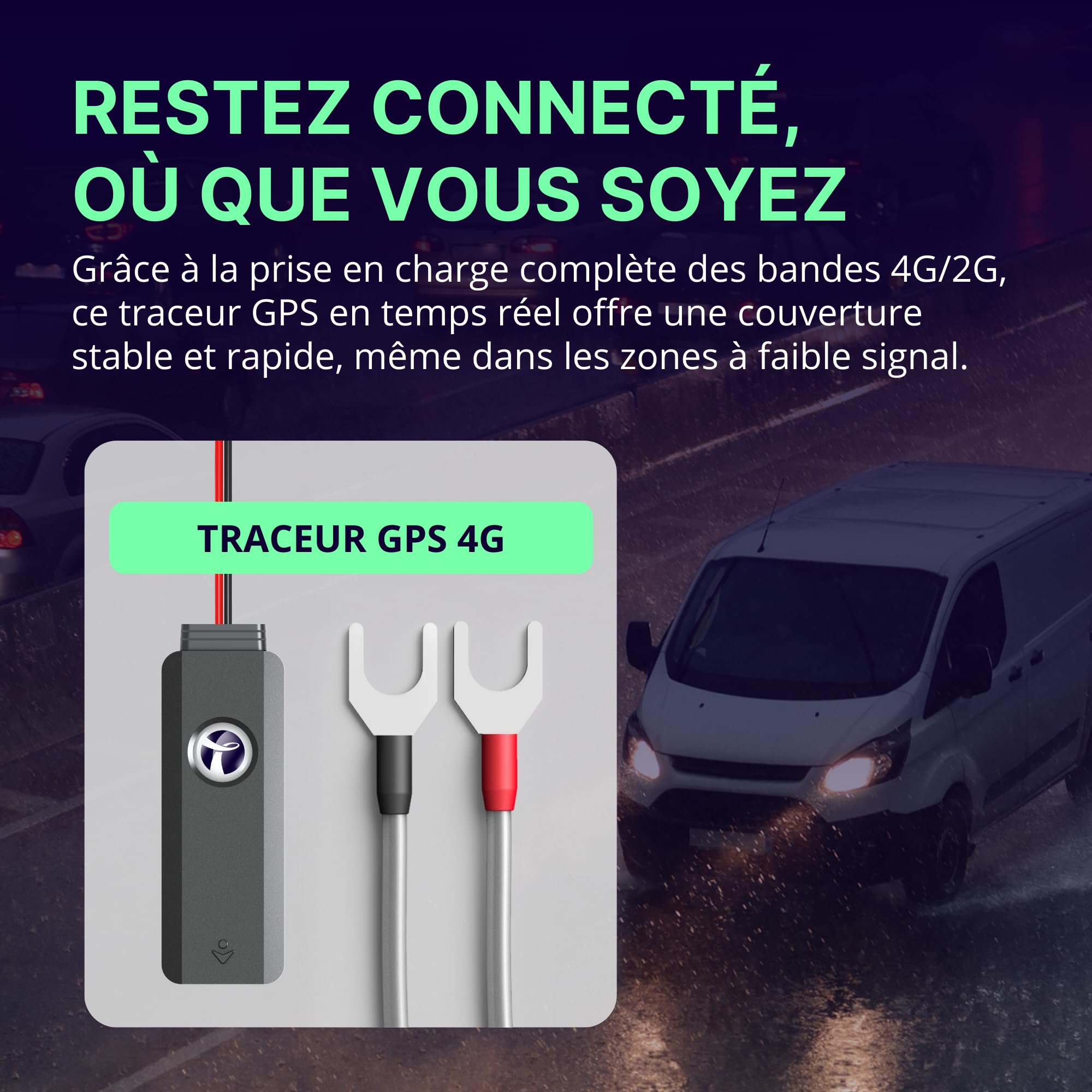 Traqueur GPS 4G pour véhicules caché en Temps réel avec Huile à Distance/Coupure de Courant, Alarme Acc et Geofence, Dispositif de Suivi de véhicule pour Voiture, Moto, Camion