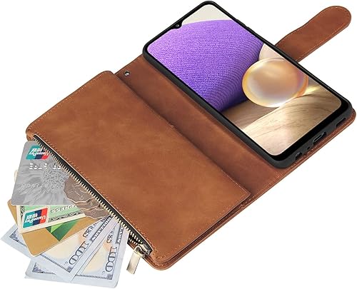 Miniatura 3 de Asuwish Funda compatible con Samsung Galaxy A32 4G de 6.4 pulgadas y protector de pantalla de vidrio templado, funda de cuero con tapa para