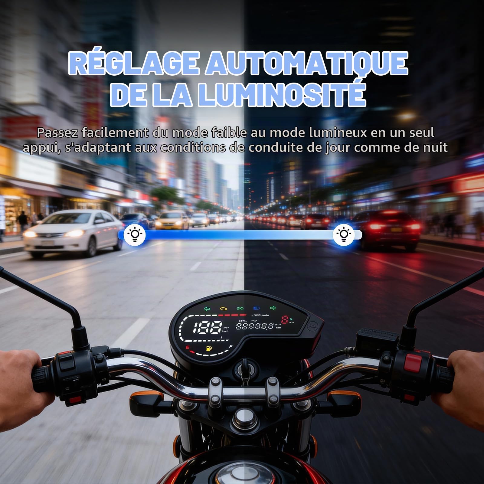 Geloo Tachymètre de moto 10000 tr/min, Compteur Vitesse Moto Rétroéclairage, étanche, jauge pour Honda NXR150 NXR125 Réglage automatique de la luminosité