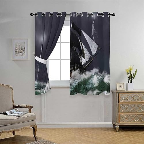 Cortinas para Sala Elegantes Modernas Nautical Decor Collection Grommet Short Privacy Curtains Curtain Wall 72Inch Width by 85Inch Length,2 Panels