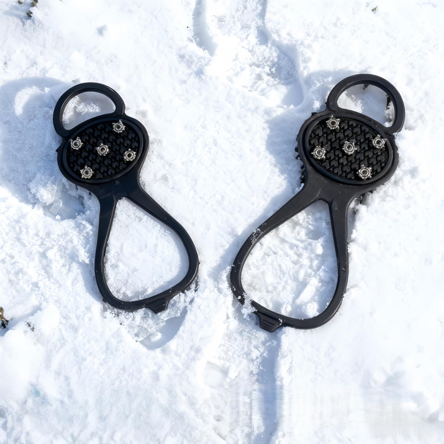 2 Paire Crampons Neige Chaussures Crampons Chaussures Randonnée Pointes en Acier Inoxydable Protection Facile à Enfiler pour Sports d'hiver en Extérieur Randonnée Pêche Marche