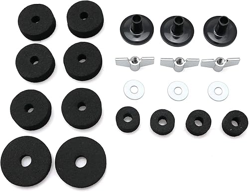 Miniatura 2 de 21 piezas de platillos accesorios de repuesto para platillos de fieltro Hi-Hat Clutch Felt Hi Hat Cup Felt Platillos Mangas con Base Tuercas y