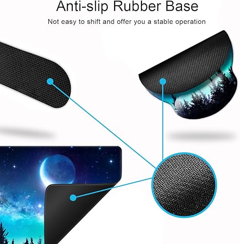 Miniatura 5 de DOOKE Alfombrilla de escritorio, juego de soporte de muñeca para videojuegos, 4 en 1 XXL, alfombrilla de mouse grande + reposamuñecas para teclado,