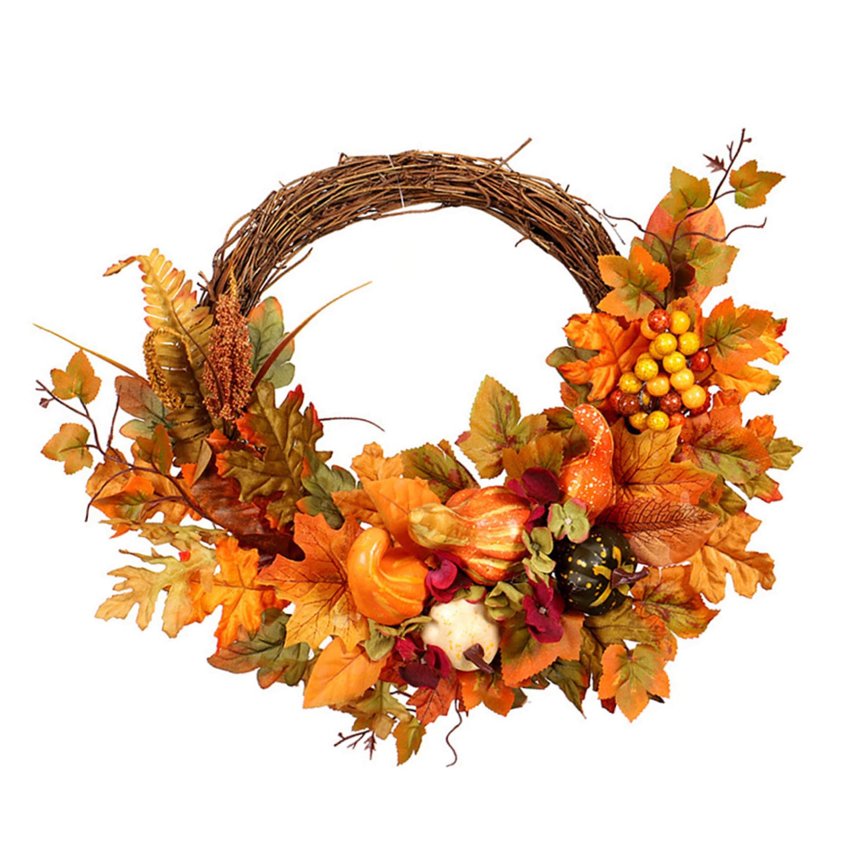 Striegro Autumn Simulation Wreath, 17.72in, Pumpkin Maple..