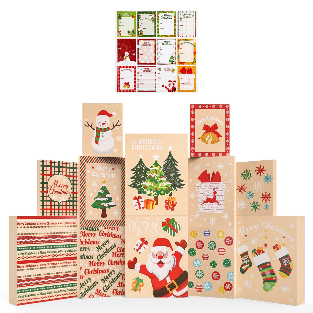 Cabilock 12pcs Weihnachten -Boxen, Geschenkverpackung Weihnachten, Tone Shirt Wrap Boxen mit Deckel und Basis,Geschenkbox Groß, 12 Designs