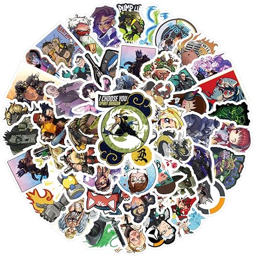 Miniatura 1 de 64 calcomanías de vinilo impermeables para juegos de Overwatch, para niños, adultos, adolescentes, para cumpleaños, Halloween, fiesta, suministros