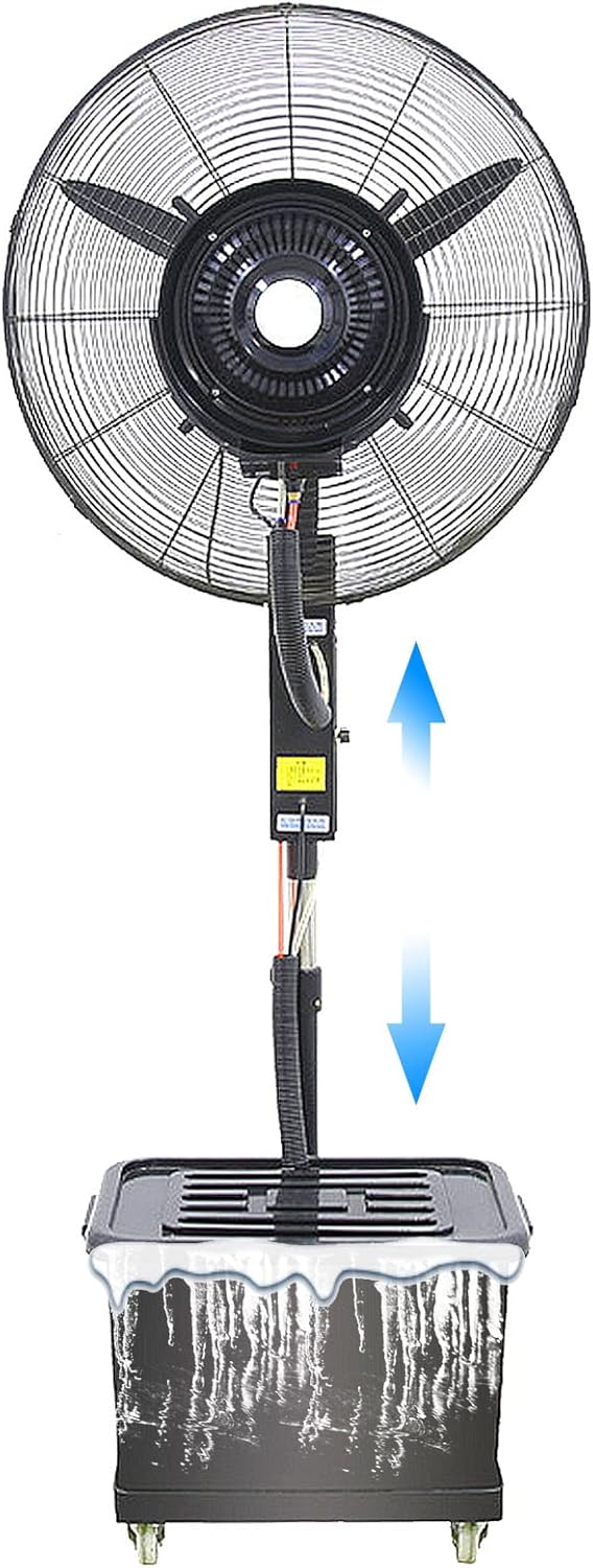 3 Speeds Misting Fan Waterproof Spray Cooling Fan Industrial Fan Outdoor Patio Backyards Water Tank Electric Fans, 90掳 Oscillation,71Cm/28In