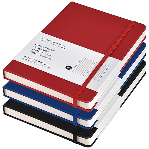SAYAYA Paquete de 3 cuadernos diarios, cuaderno clásico a rayas, diario forrado de papel grueso de 3.53 ozm, cuaderno de tapa dura para oficina,