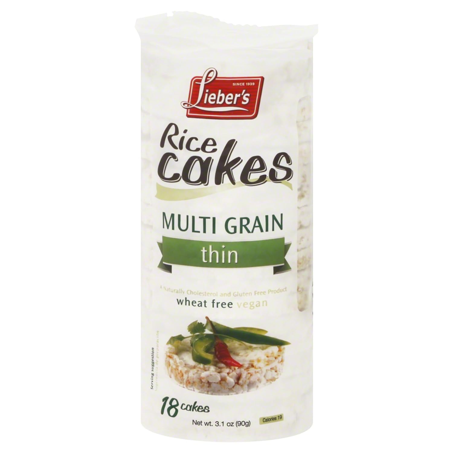 Lieber's Rice Cakes, Multi Grain, Thin, Wheat Free, Vegan, Gluten Free, 3.1 Ounces (Pack Of 12)