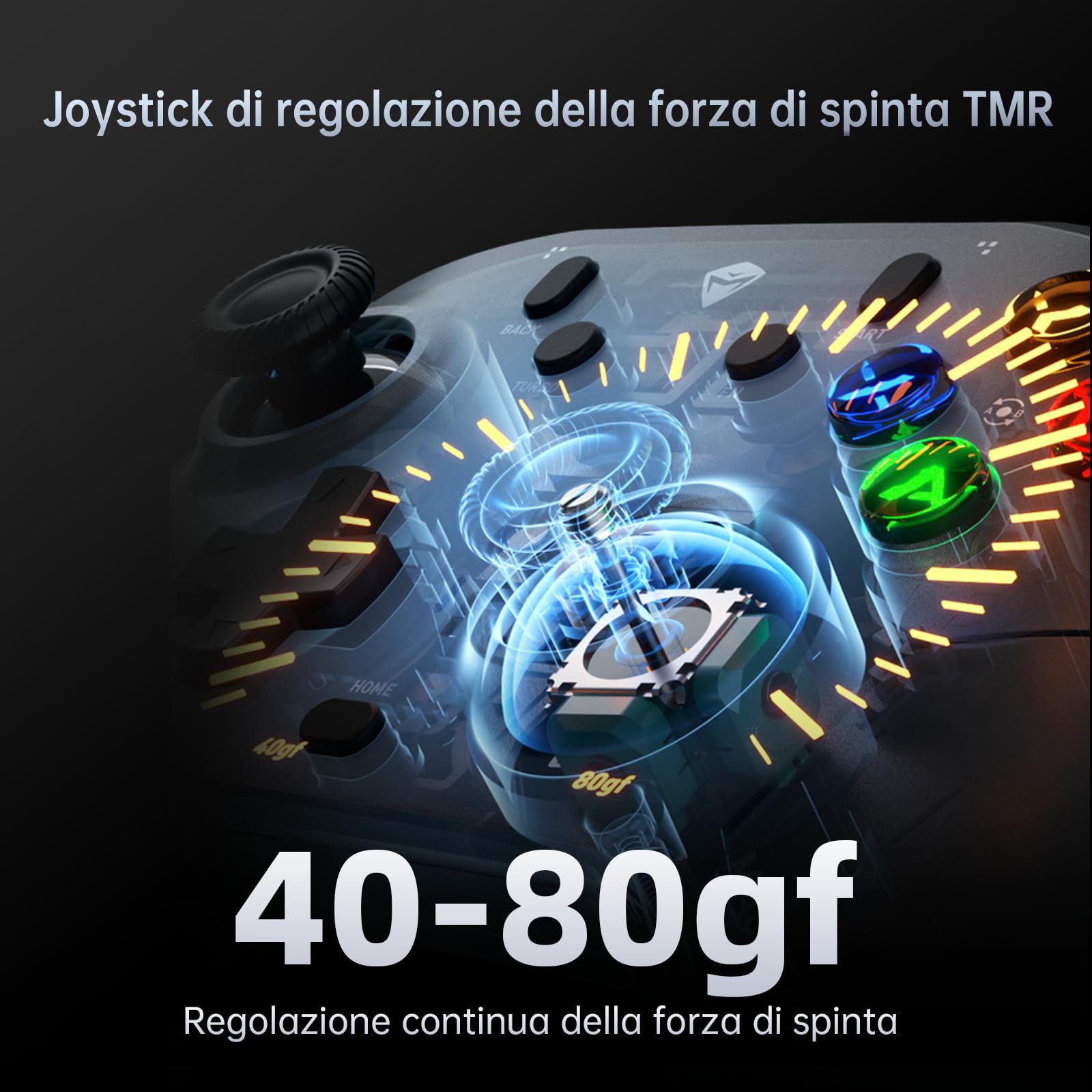 Machenike G6V2 Controller, 2 motori a bobina mobile HD, joystick TMR con coppia regolabile, 2 trigger TMR, pulsanti ABXY facilmente intercambiabili, 4 pulsanti programmabili, 1000 Hz, 1200 mAh, Bianco