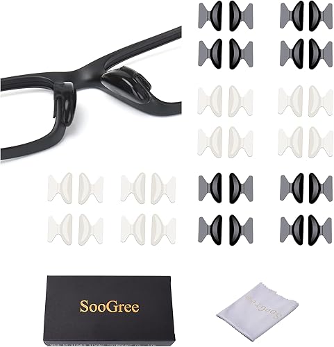 SooGree Kit de reparación de lentes para la nariz, almohadillas de silicona suave para la nariz sin ojos, gafas de sol, 16 pares de lentes
