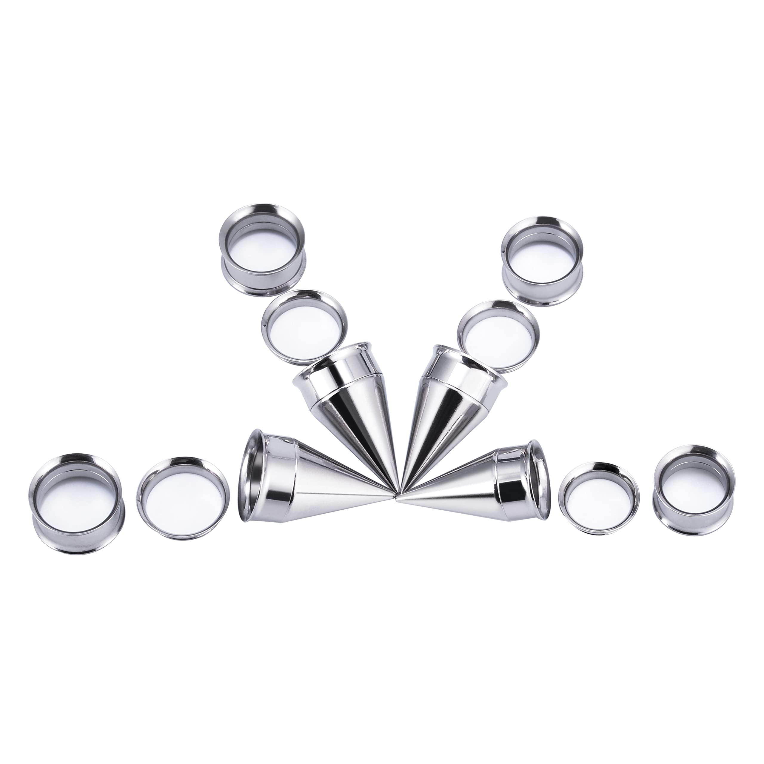 TBOSEN36PCS Ear Gauge Stretching Kit Stainless Steel Double Flare Alloy Tapers 2 In 1 Plugs Set Eyelet 14G-00G