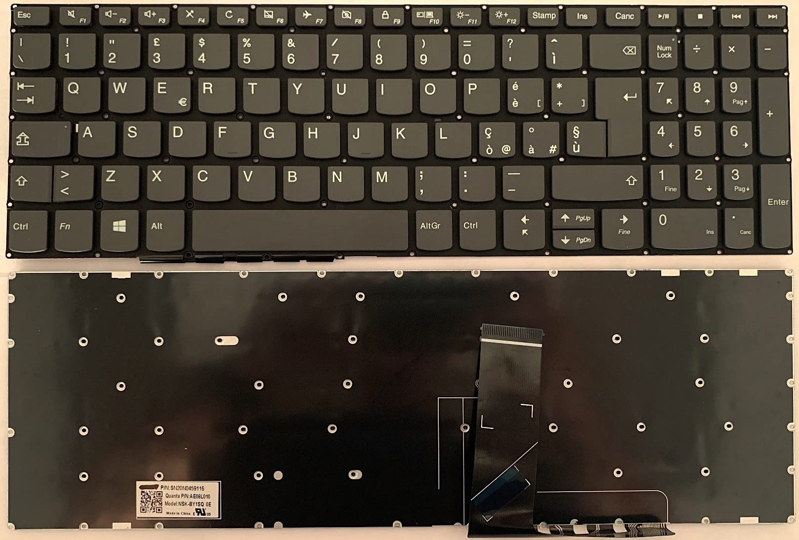 INFOELETTRONICA LO STORE DELLA CONVENIENZA E QUALITA' Tastiera Italiana per Lenovo IDEAPAD 3-15IML05 81WB 81WR 82BS Senza Frame Grigia